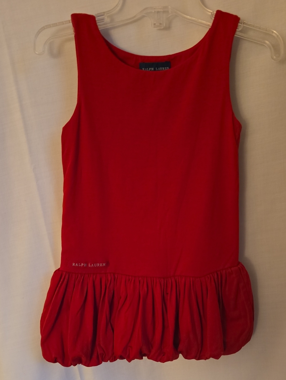 Ralph Lauren Girl's 3T Bright Red Bubble-Hem Dress